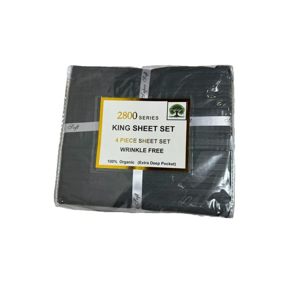 2800 Series 4-Piece King Sheet Set microfiber material Dark Gray Deep Pockets